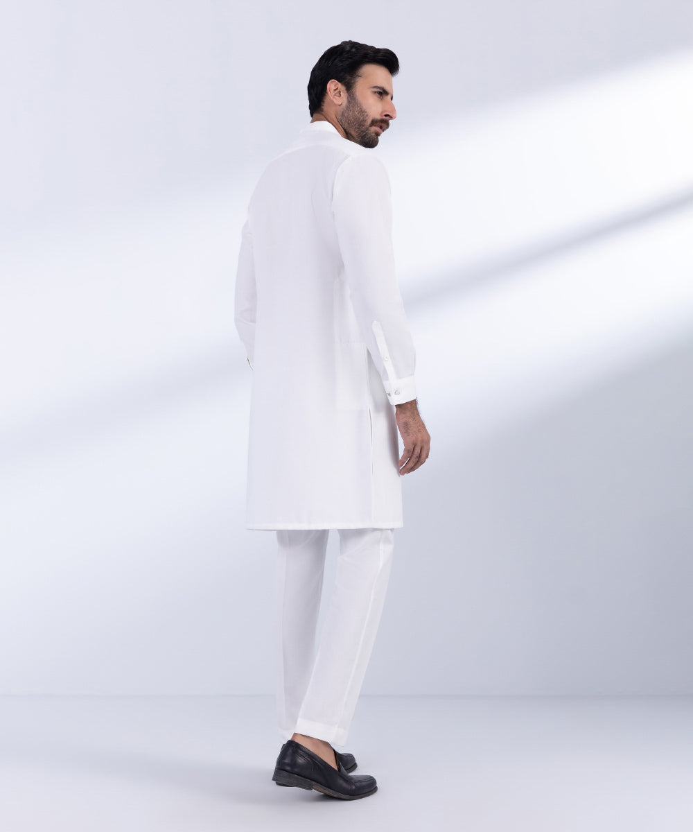 Men's Stitched White Premium Wash & Wear Kurta Trousers