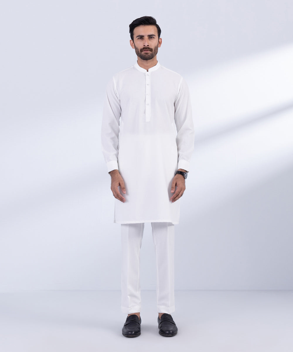 Men's Stitched White Premium Wash & Wear Kurta Trousers