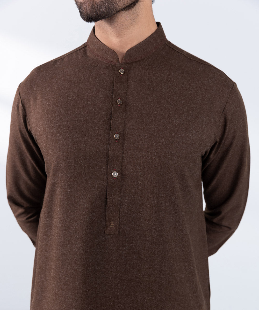 Men's Stitched Rust Wash & Wear Kurta Shalwar