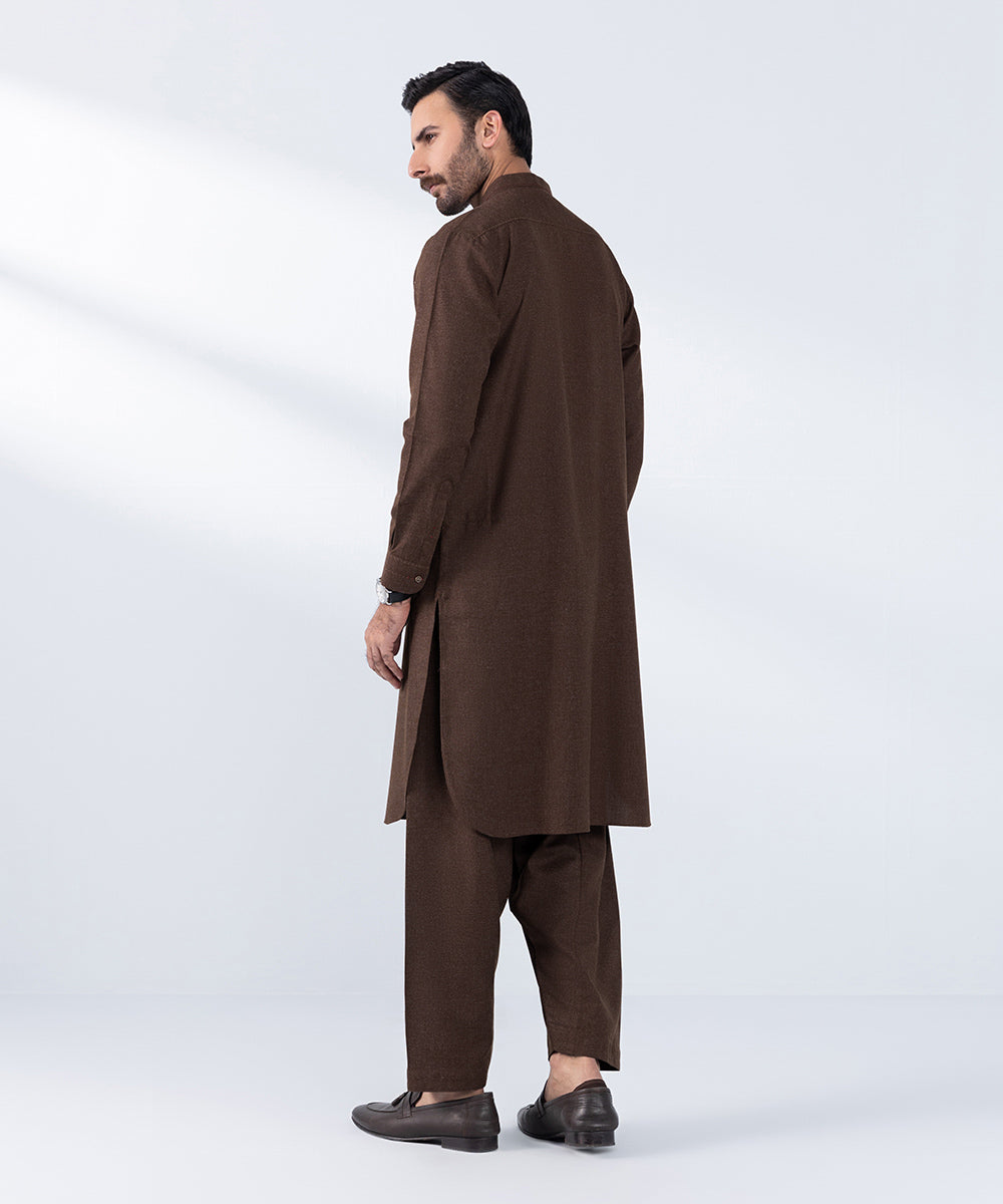 Men's Stitched Rust Wash & Wear Kurta Shalwar