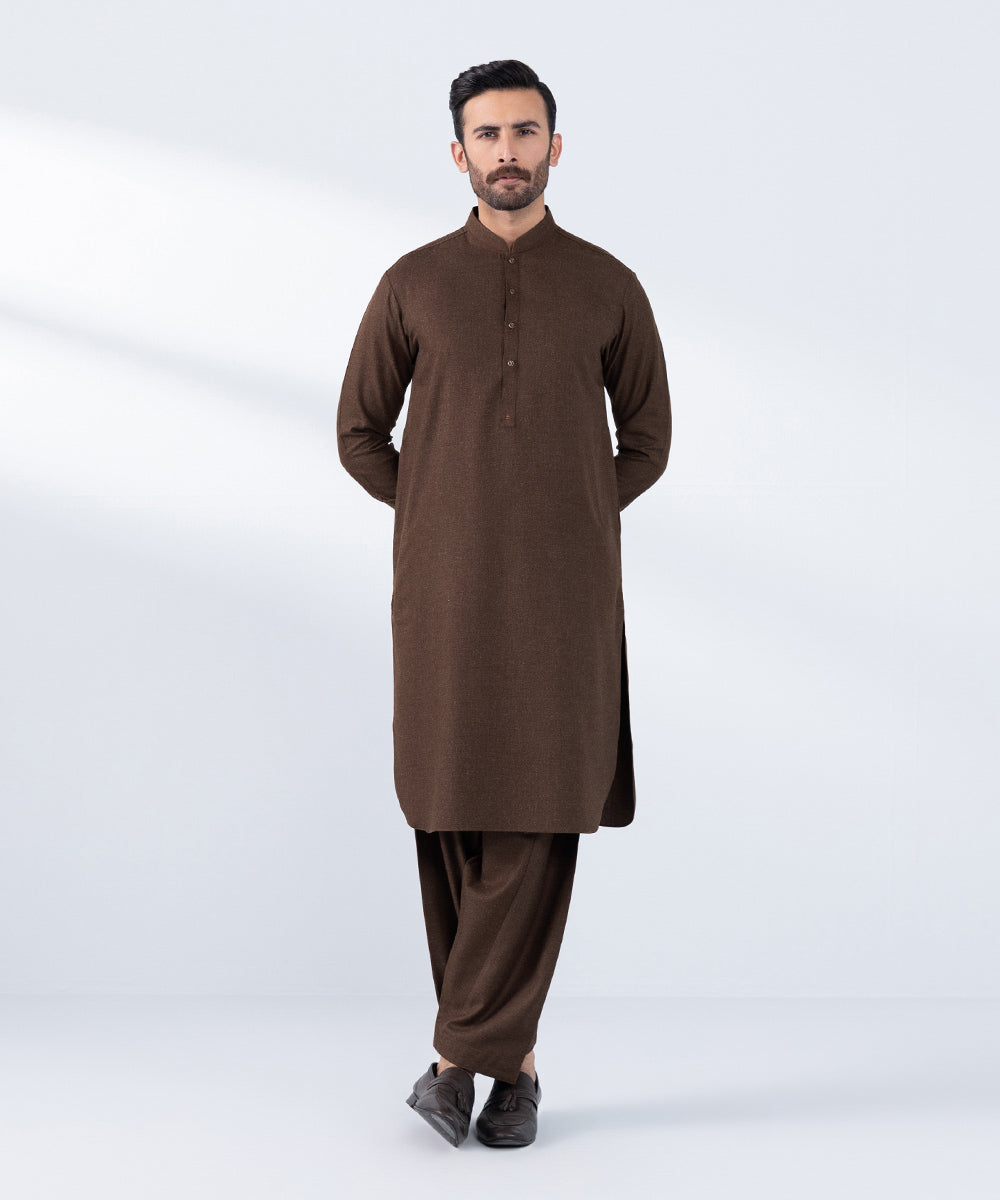 Men's Stitched Rust Wash & Wear Kurta Shalwar