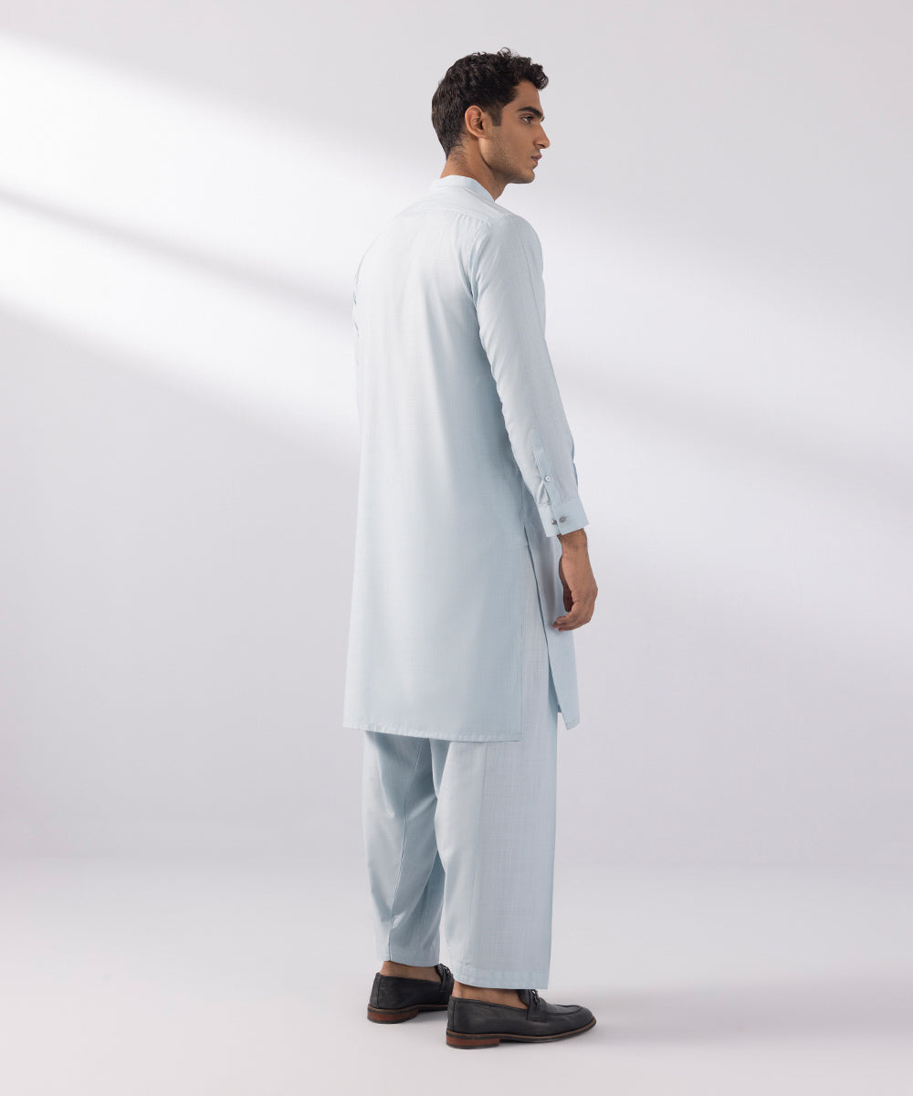 Men's Stitched Wash & Wear Aqua Straight Hem Kurta Shalwar