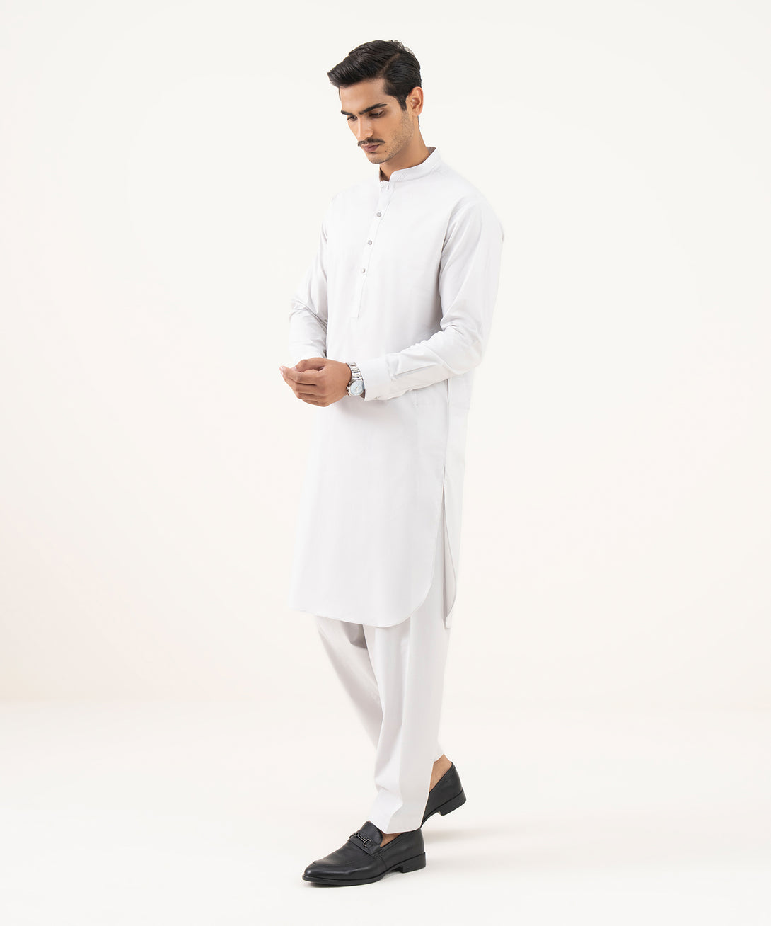 Men's 100% Cotton Plain Grey Kurta Shalwar