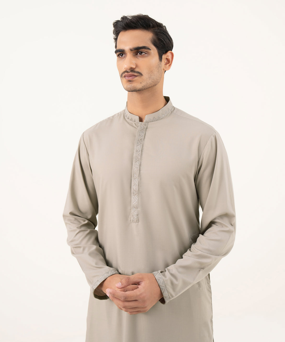 Men's 100% Cotton Plain Light Beige Kurta Shalwar