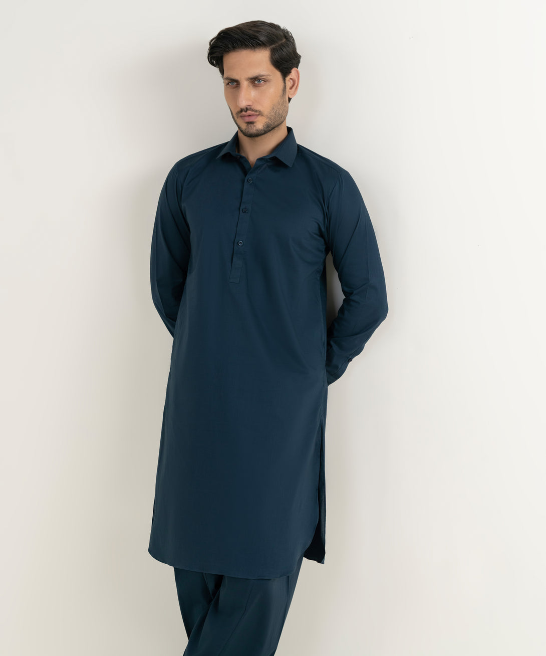 Men's 100% Cotton Plain Blue Kameez Shalwar