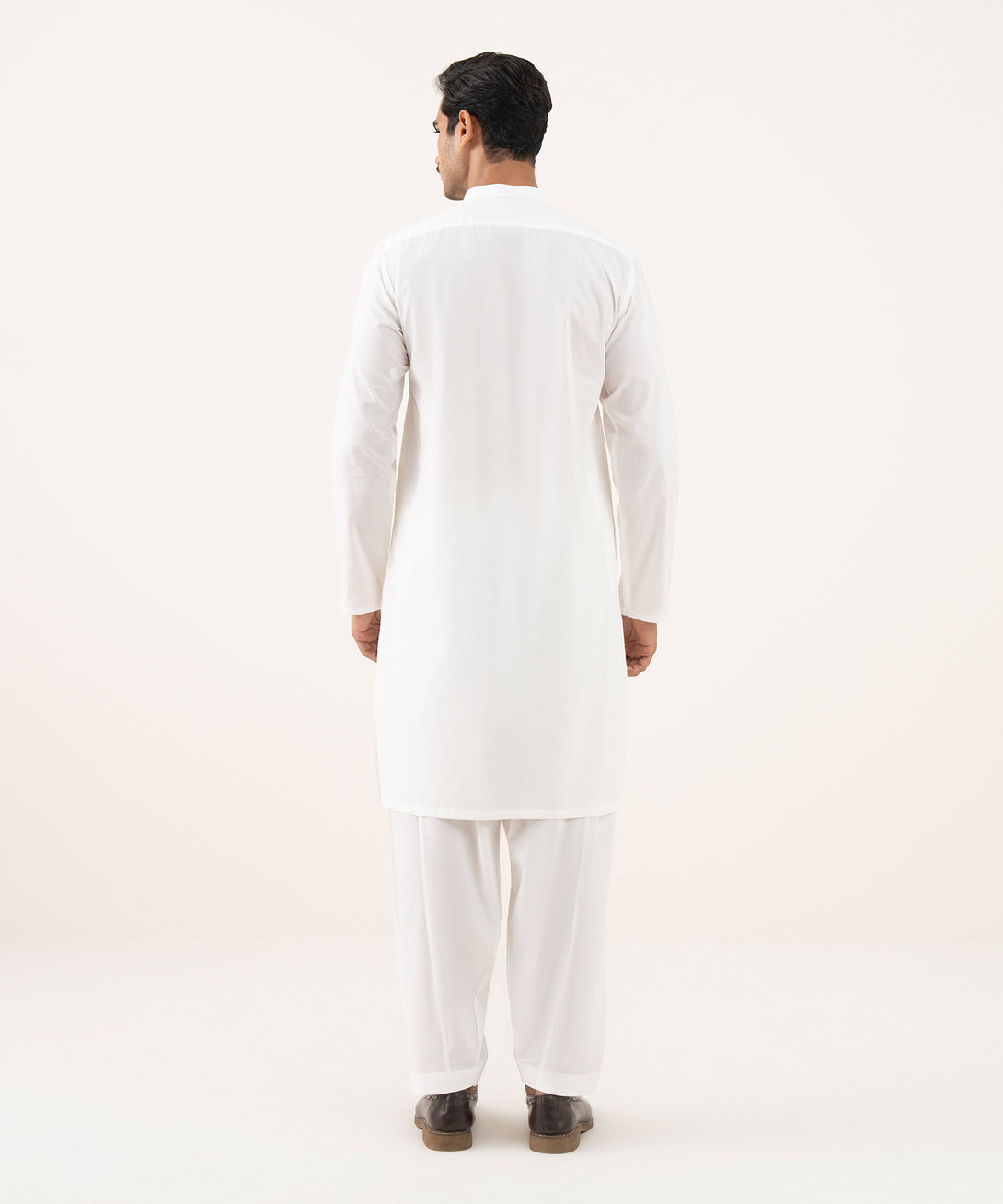Men's 100% Cotton Plain Off-White Kurta Shalwar