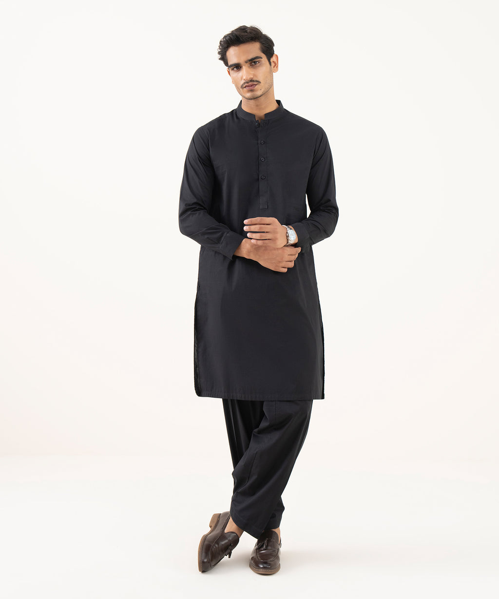 Men's 100% Cotton Plain Black Kurta Shalwar