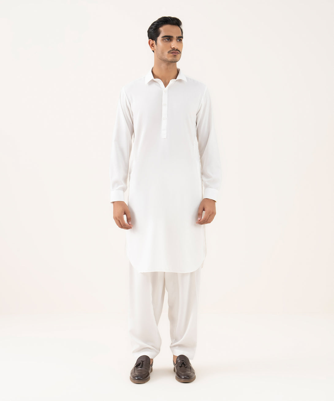 Men's Falak Plain Off-White Kurta Shalwar