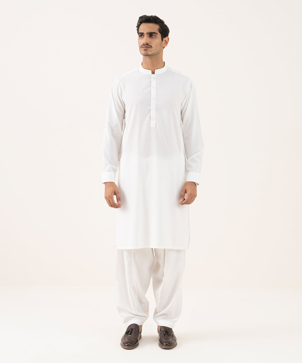 Men's Falak Plain Off-White Kurta Shalwar