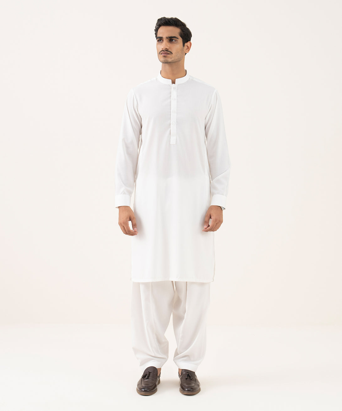 Men's Falak Plain Off-White Kurta Shalwar