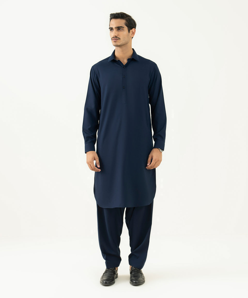 Men's Falak Plain Blue Kurta Shalwar