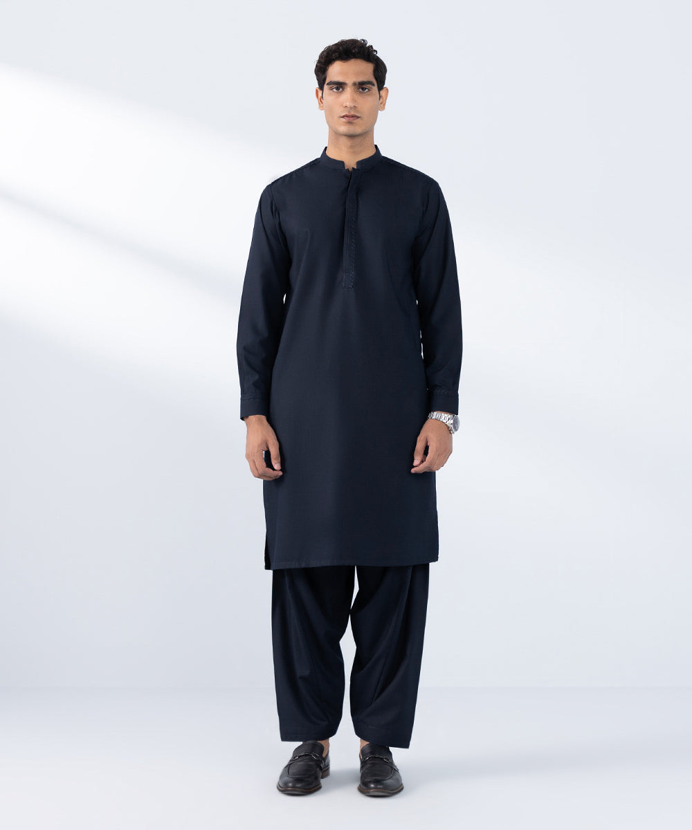 Men's Stitched Navy Wash & Wear Kurta Shalwar