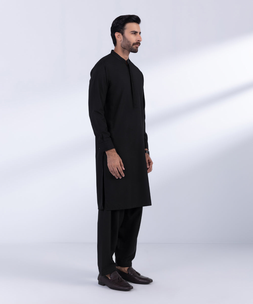 Men's Stitched Black Wash & Wear Kurta Shalwar