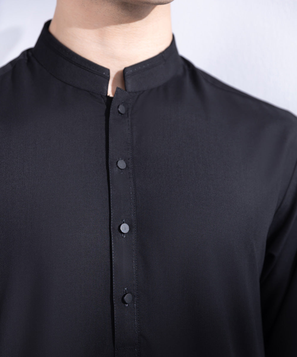 Men's Stitched Black Wash & Wear Kurta Shalwar