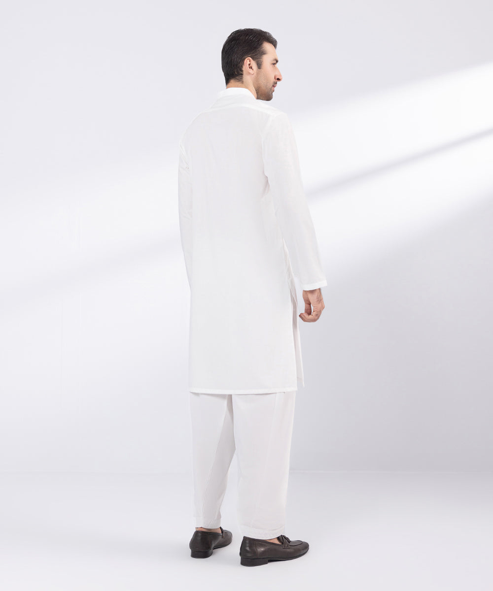 Men's Stitched White Wash & Wear Suit