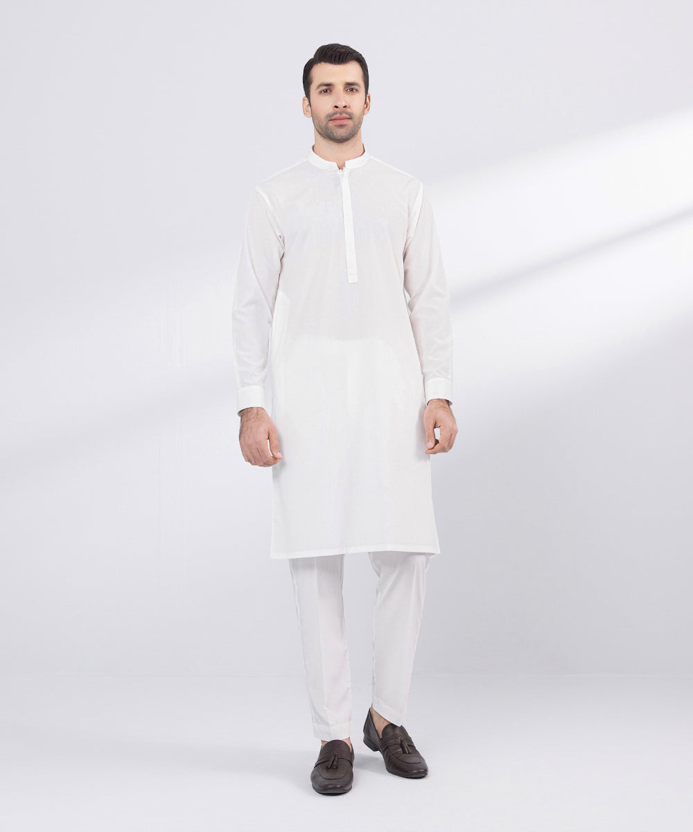 Men's Stitched White Wash & Wear Suit