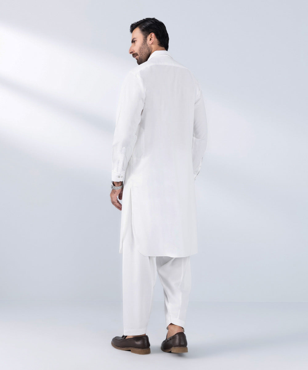 Men's Stitched White Wash & Wear Kurta Shalwar