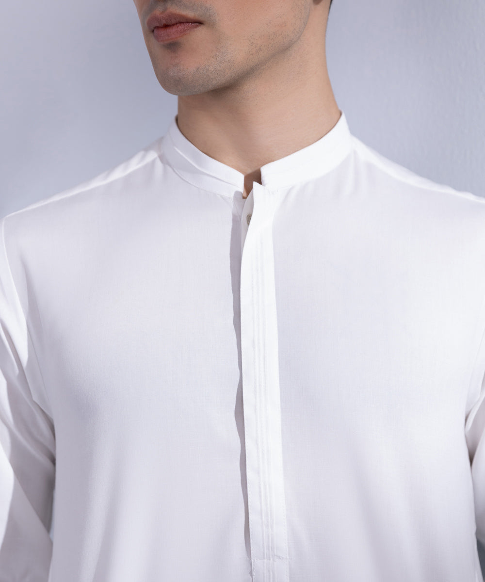 Men's Stitched White Wash & Wear Kurta Shalwar