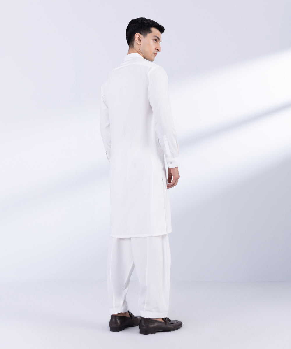 Men's Stitched White Wash & Wear Kurta Shalwar