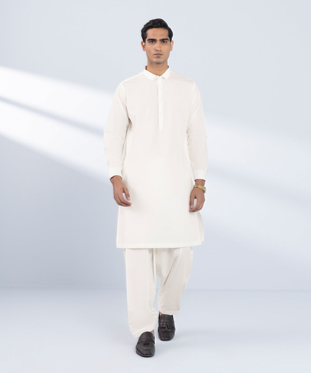 Men's Stitched Plain White 2 PC Suit 