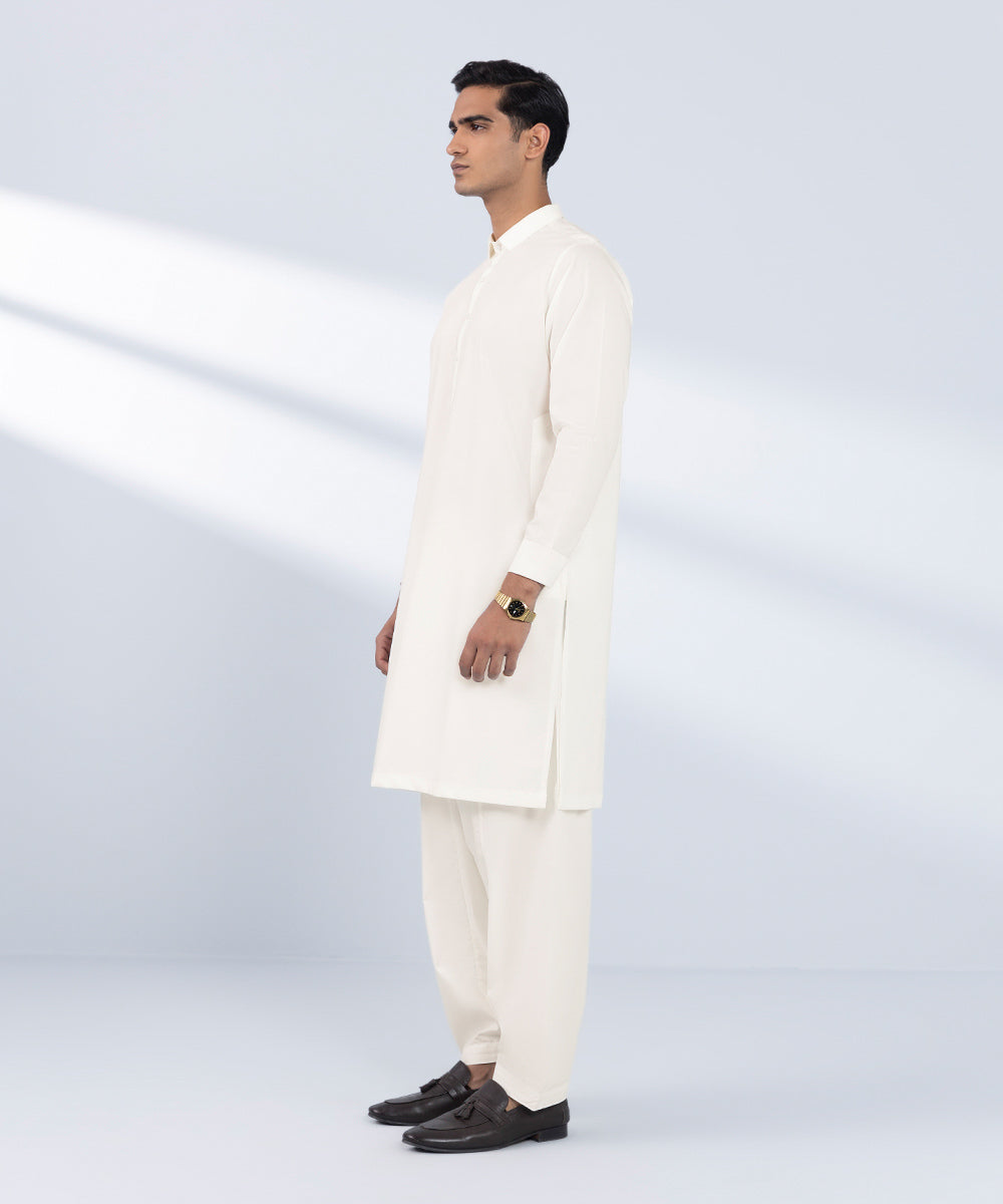 Men's Stitched Plain White 2 PC Suit 