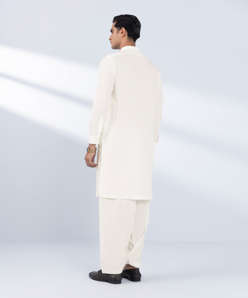 Men's Stitched Plain White 2 PC Suit 