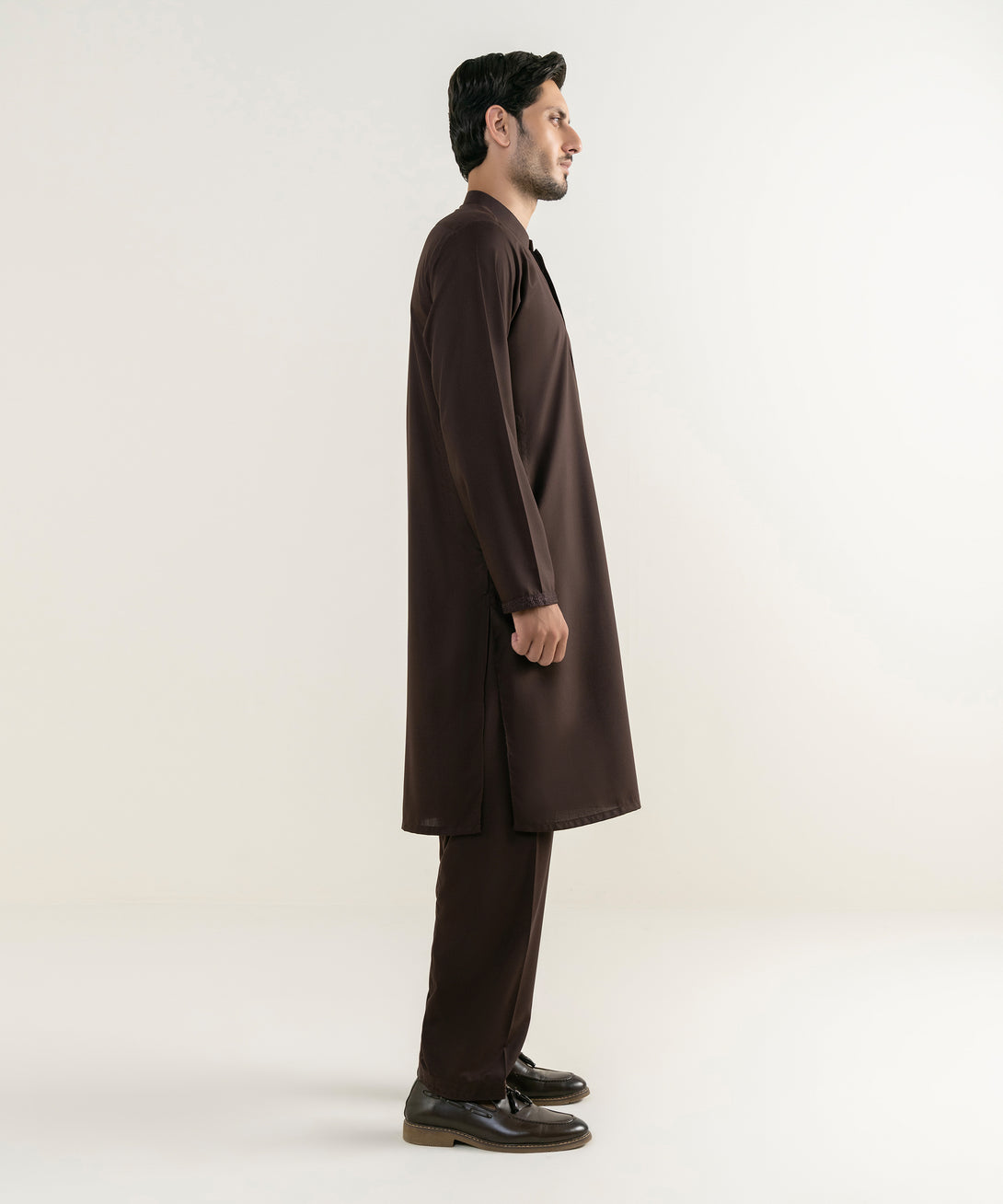 Men's Viscose Embroidered Maroon Kurta Shalwar
