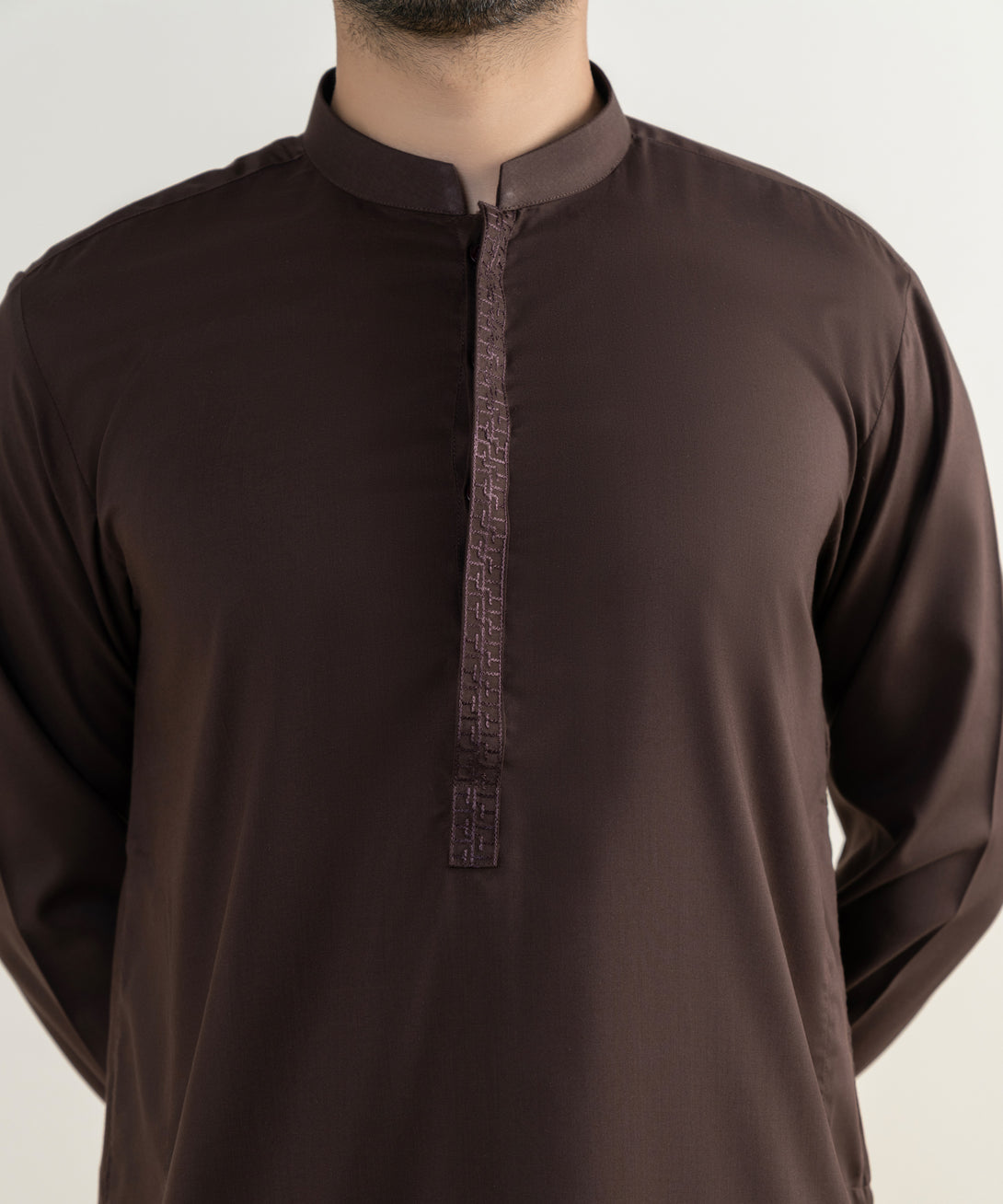 Men's Viscose Embroidered Maroon Kurta Shalwar