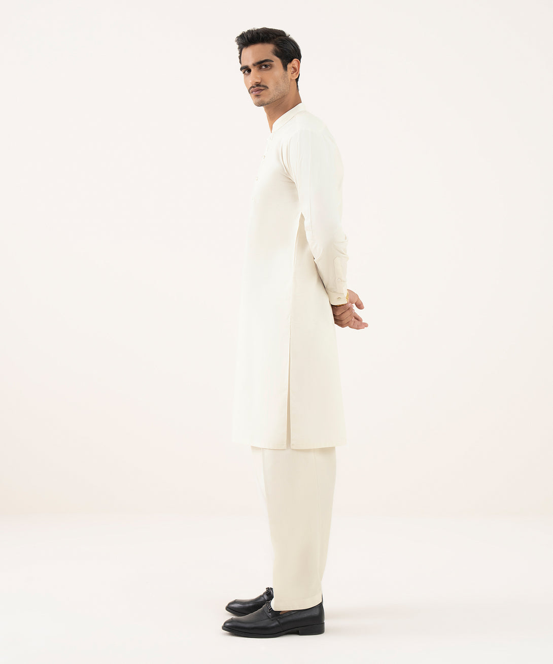 Men's Falak Embroidered Light Khaki Kurta Shalwar