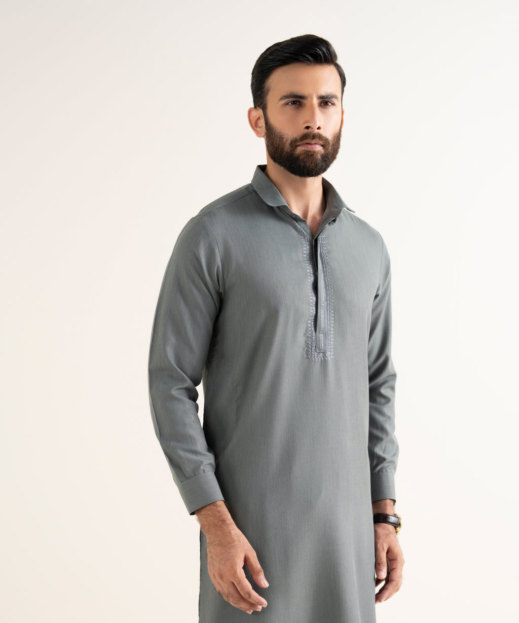 Embroidered Wash & Wear Suit