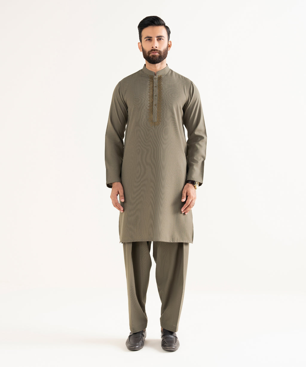 Embroidered Wash & Wear Suit