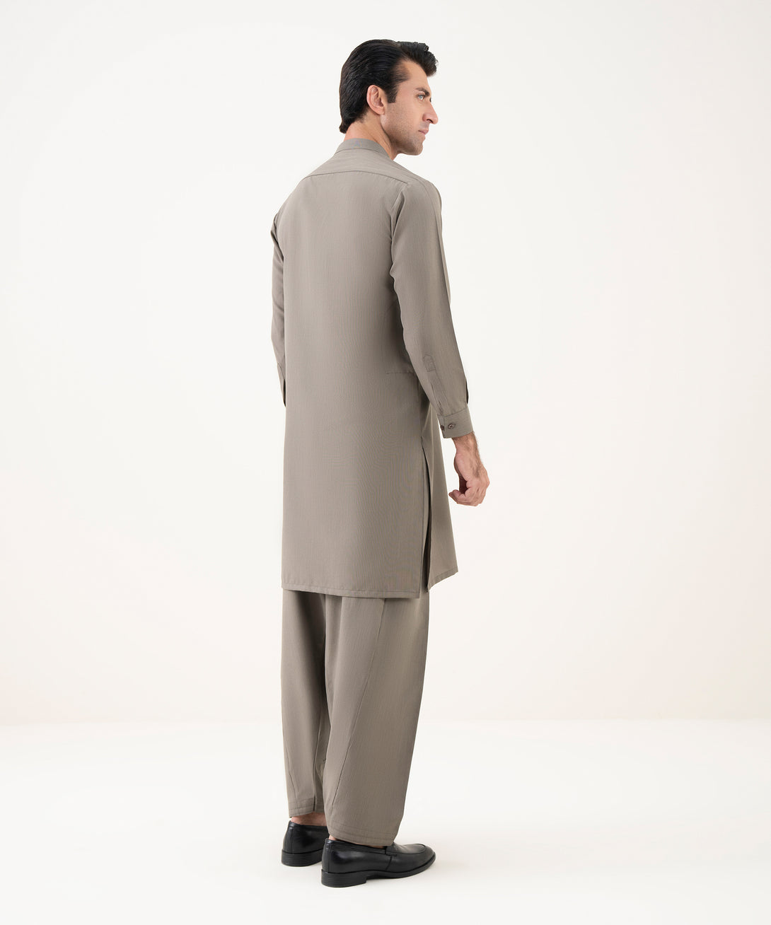 Men's Viscose Embroidered Taupe Kurta Shalwar