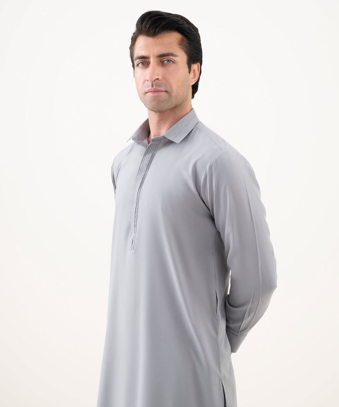 Men's Viscose Plain Grey Kameez Shalwar 
