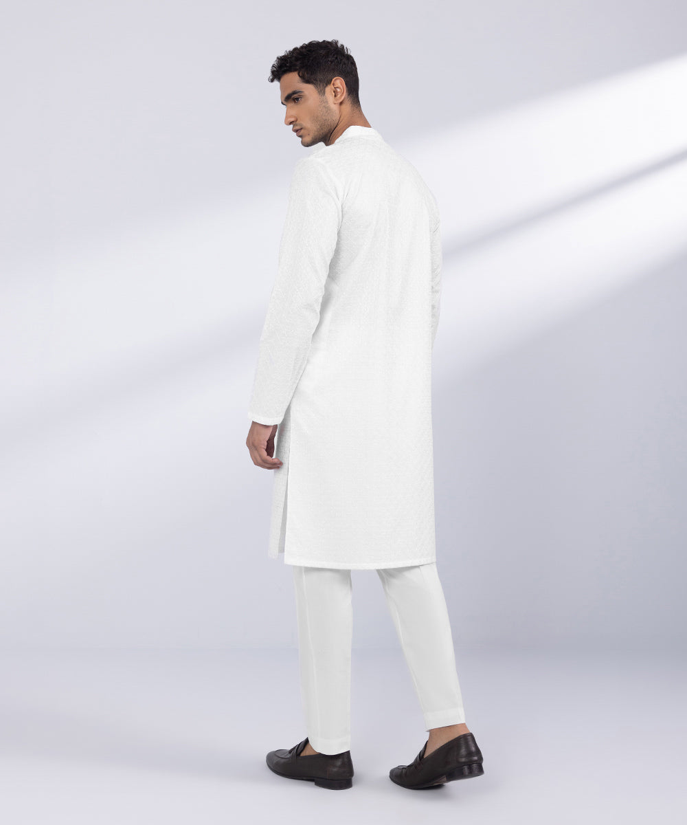 Men's Stitched White Cotton Kurta