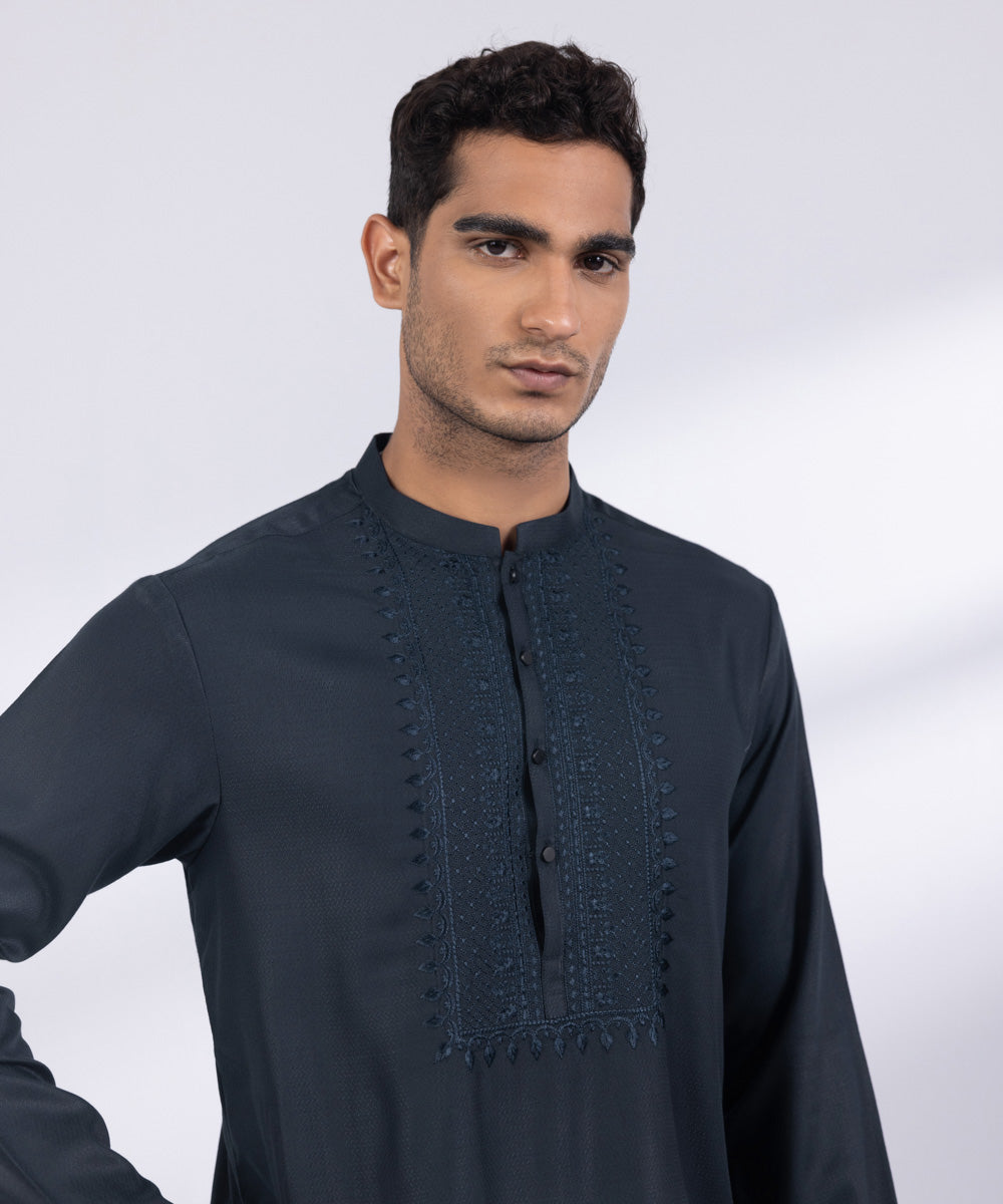 Men's Stitched Indigo Cotton Kurta