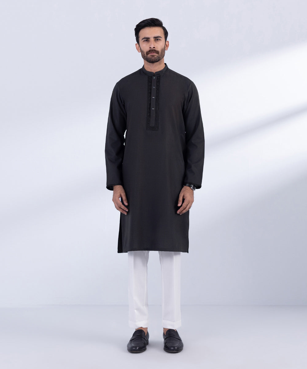 Men's Stitched Navy Premium Wash & Wear Kurta