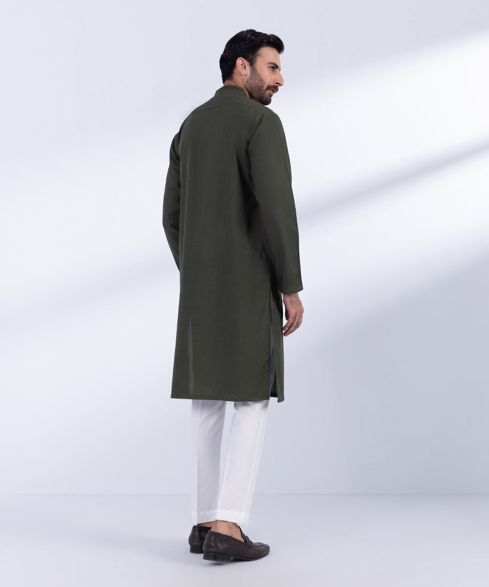 Men's Stitched Grey Premium Wash & Wear Kurta