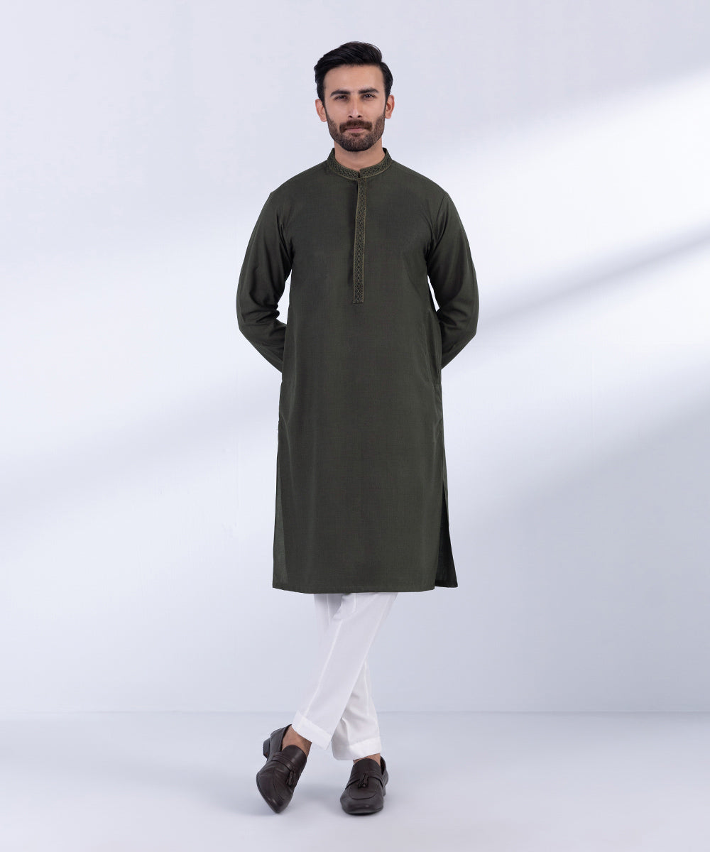 Men's Stitched Grey Premium Wash & Wear Kurta