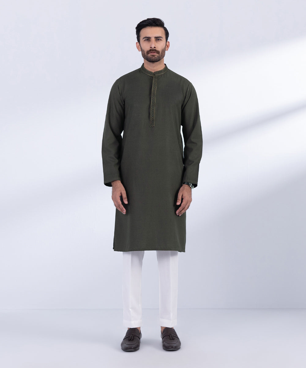 Men's Stitched Grey Premium Wash & Wear Kurta