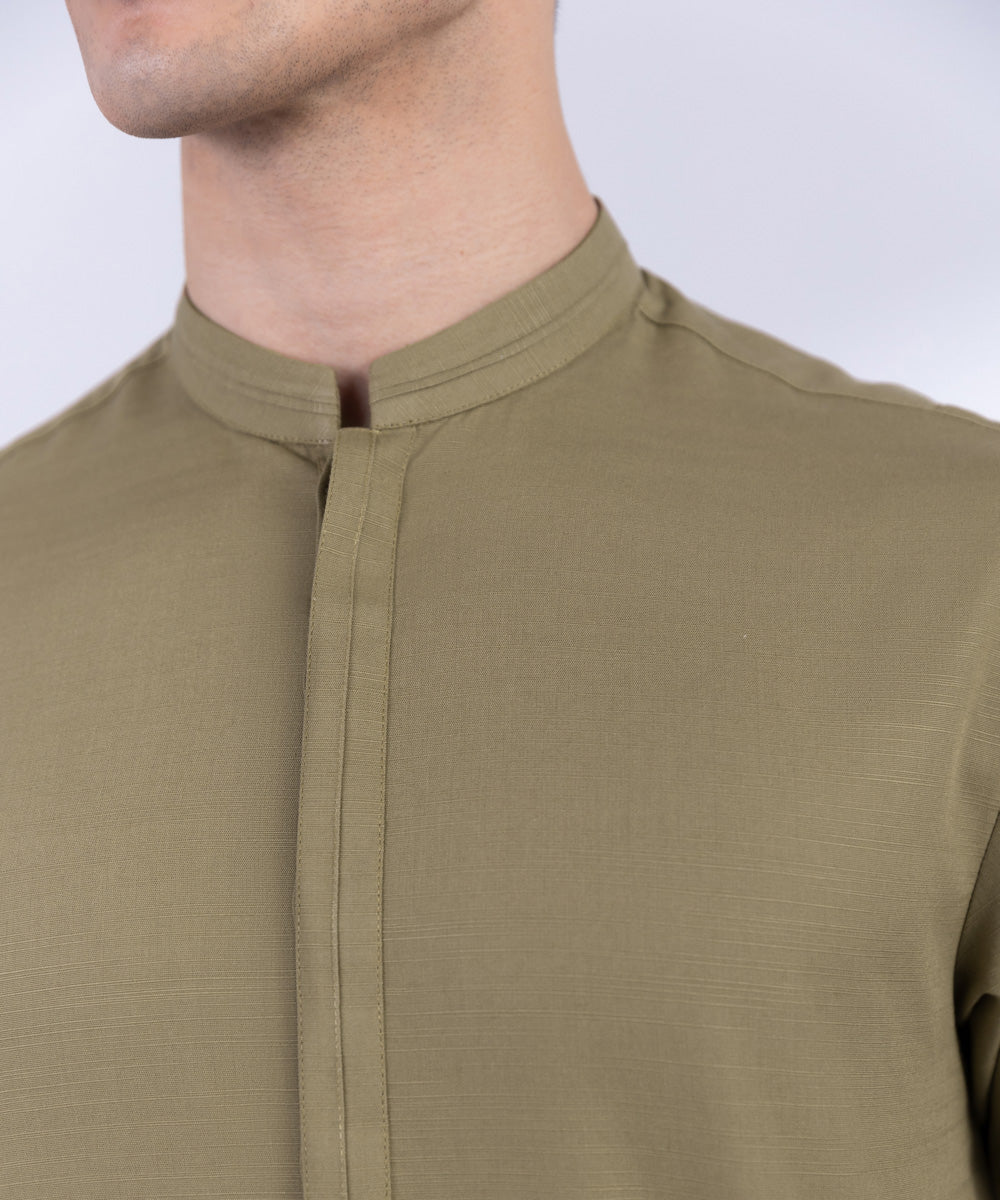 Men's Stitched Khaki Khaddar Kurta