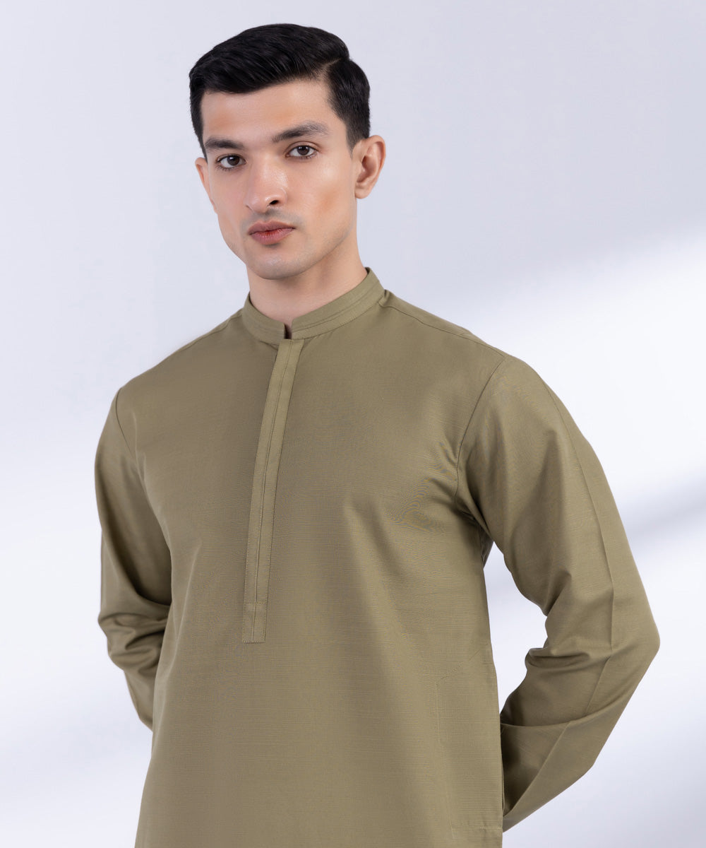 Men's Stitched Khaki Khaddar Kurta