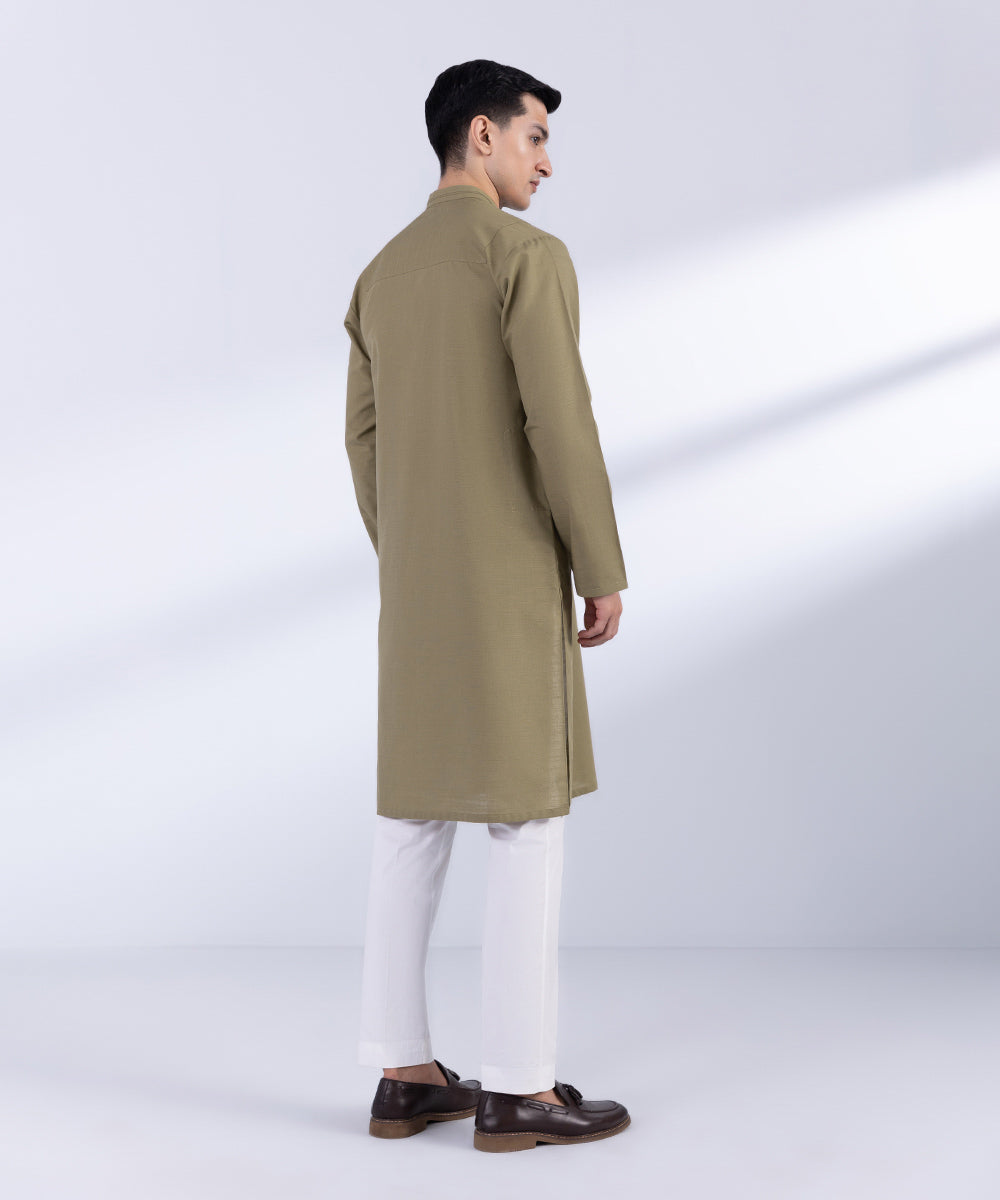 Men's Stitched Khaki Khaddar Kurta