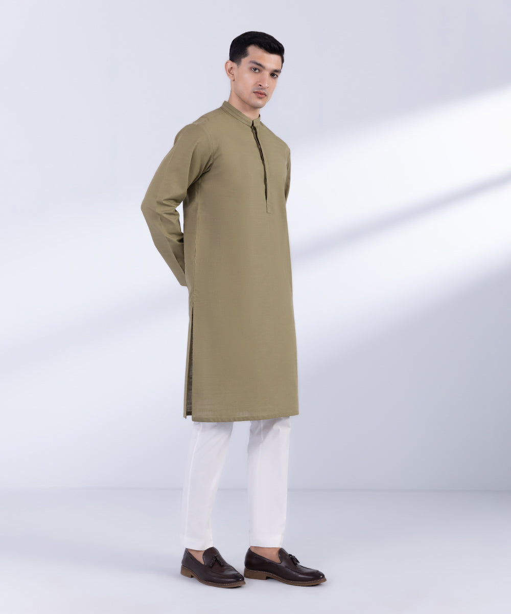 Men's Stitched Khaki Khaddar Kurta