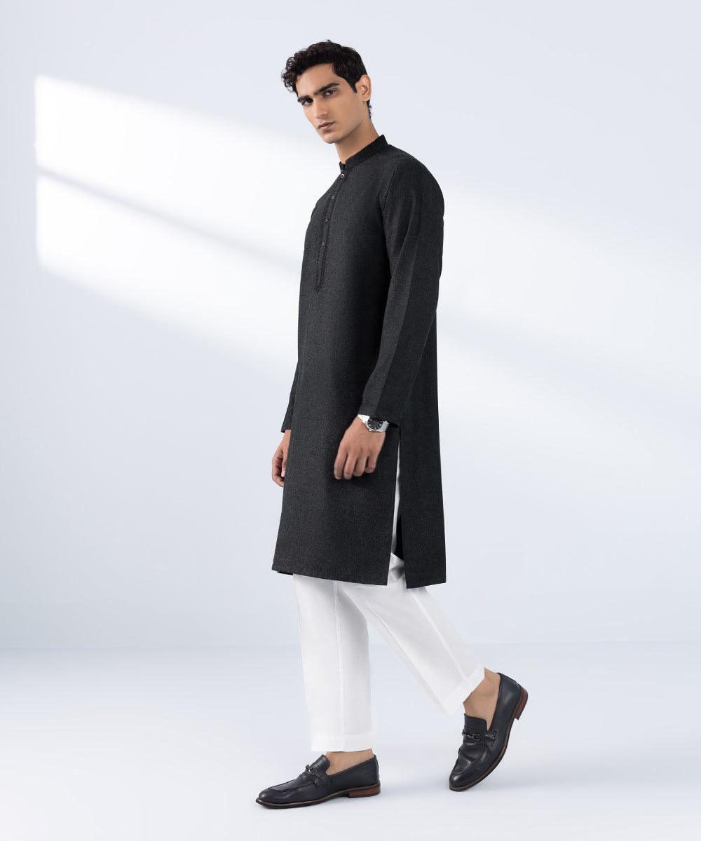 Men's Stitched Embroidered Indigo Wash & Wear Kurta 