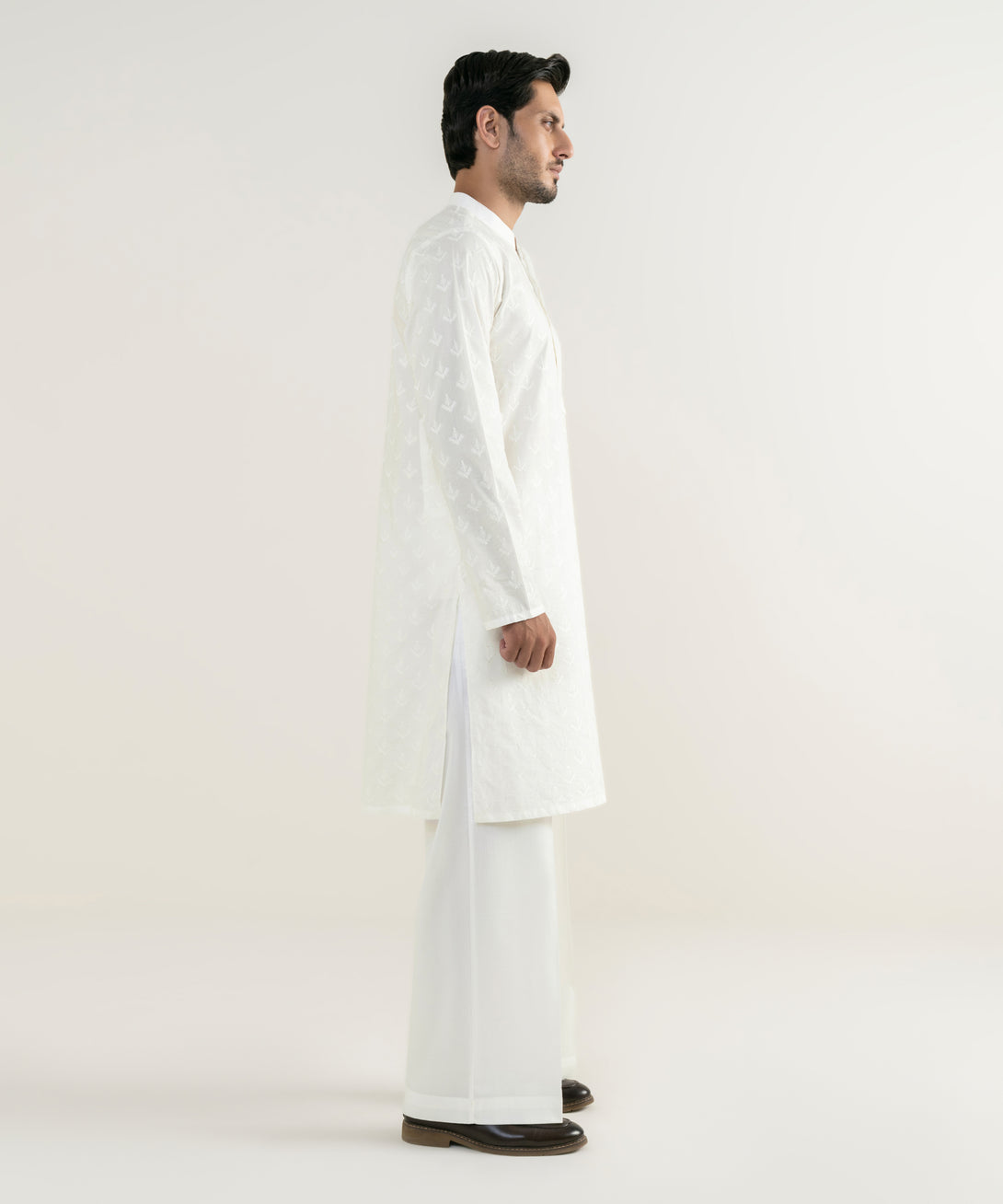 Men's 100% Cotton Embroidered White Kurta