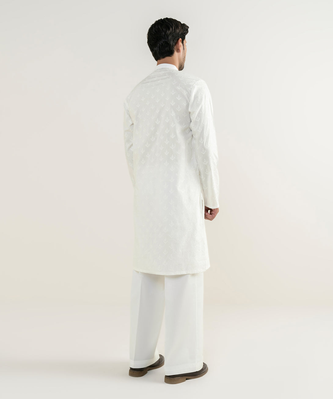 Men's 100% Cotton Embroidered White Kurta