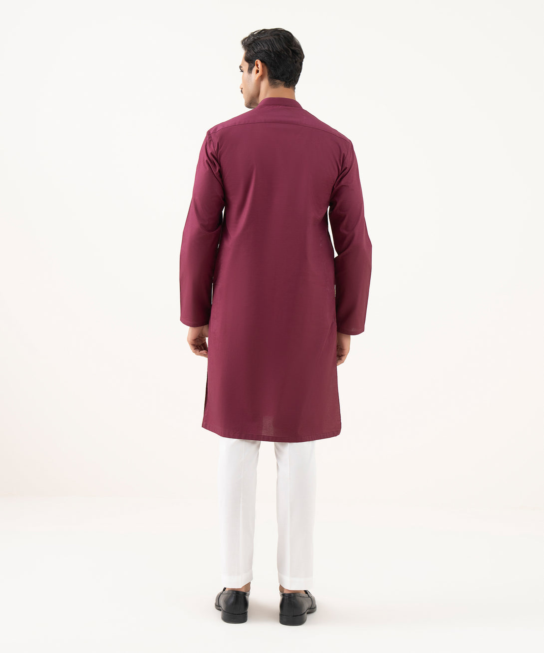 Men's 100% Cotton Embroidered Maroon Kurta 