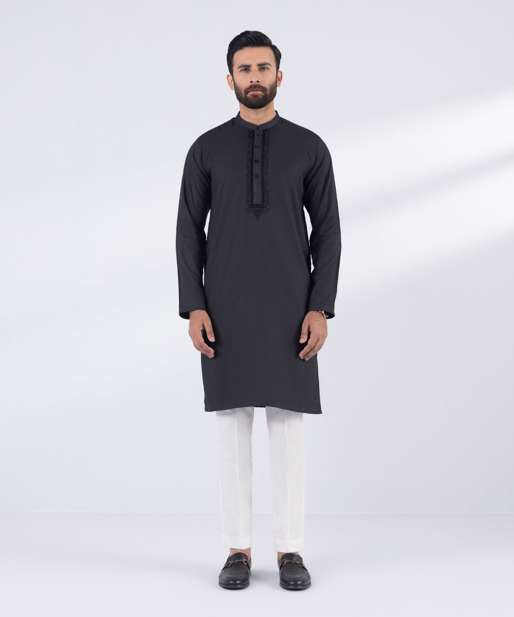 Embroidered Jacquard Kurta
