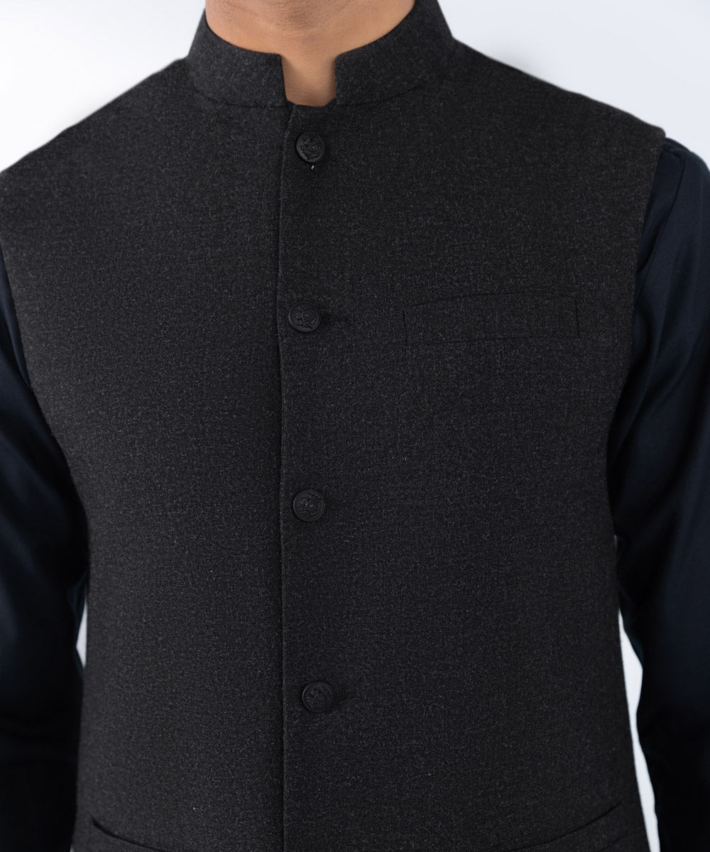 Men's Stitched Black Wash & Wear Waistcoat