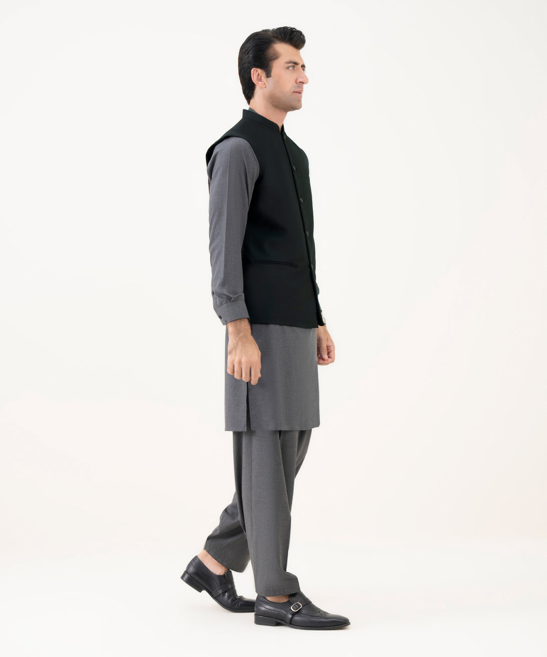 Men's Viscose Plain Black Waist Coat